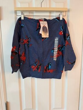 Spiderman Navy and Red Spider-Print Zip Jacket